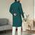 Blue silk embroidered indo-western men kurta