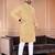 Yellow chikankari embroidered art silk straight men kurta