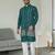 Blue silk embroidered indo-western men kurta
