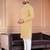 Yellow chikankari embroidered art silk straight men kurta
