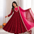 Trendy  roman  silk embroidery sequence  and mirror work maroon readymade ethnic gown