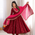 Trendy  roman  silk embroidery sequence  and mirror work maroon readymade ethnic gown