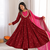 Trendy  roman  silk embroidery sequence  and mirror work maroon readymade ethnic gown