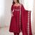 Heavy roman silk blend embroidery sequnce work maroon readymade ethnic gown