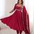 Heavy roman silk blend embroidery sequnce work maroon readymade ethnic gown