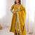 Heavy roman silk embroidery sequnce work mustard readymade ethnic gown