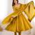 Heavy roman silk embroidery sequnce work mustard readymade ethnic gown
