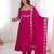 Heavy roman silk embroidery sequnce work rani pink readymade ethnic gown