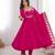 Heavy roman silk embroidery sequnce work rani pink readymade ethnic gown