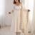 Heavy roman silk embroidery sequnce work white readymade ethnic gown
