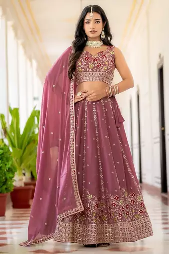 Mauve Designer Party Wear Lehenga Choli with Embroidery