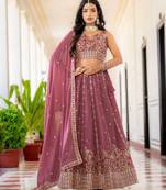 Mauve Designer Party Wear Lehenga Choli with Embroidery