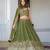 Olive Green Designer Party Wear Lehenga Choli with Embroidery