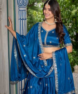 Rama Green Designer Party Wear Lehenga Choli with Embroidery 4