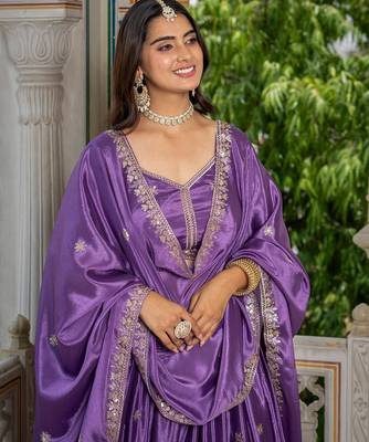 Lavender Designer Party Wear Lehenga Choli with Embroidery 4