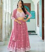 Premium Pink Party Wear Lehenga Chol
