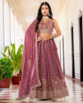 Mauve Designer Party Wear Lehenga Choli with Embroidery 1