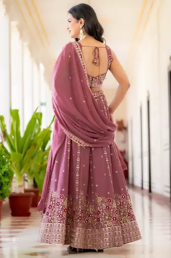 Mauve Designer Party Wear Lehenga Choli with Embroidery