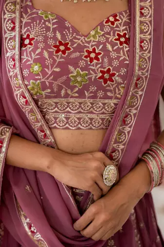 Mauve Designer Party Wear Lehenga Choli with Embroidery