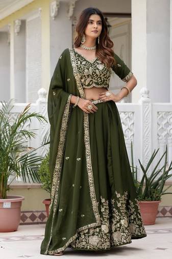 Mustard Designer Party Wear Lehenga Choli with Embroidery