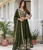 Mustard Designer Party Wear Lehenga Choli with Embroidery