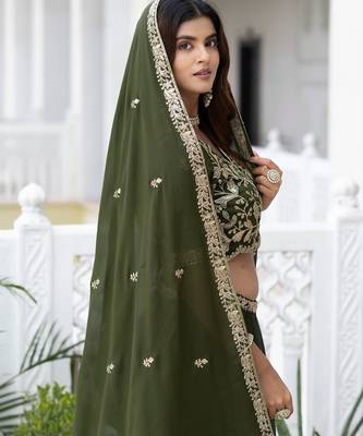 Mustard Designer Party Wear Lehenga Choli with Embroidery 4