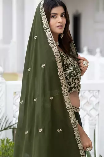 Mustard Designer Party Wear Lehenga Choli with Embroidery
