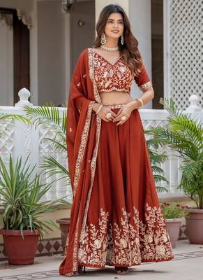 Premium Rust Colour Party Wear Lehenga Chol 2