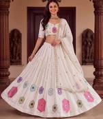 White Designer Party Wear Lehenga Choli with Embroidery
