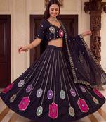 Black Designer Party Wear Lehenga Choli with Embroidery