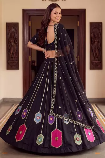 Black Designer Party Wear Lehenga Choli with Embroidery
