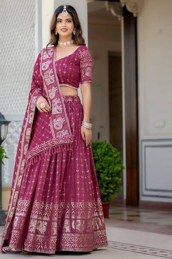 Magenta Designer Party Wear Lehenga Choli with Embroidery