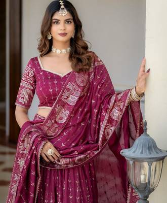 Magenta Designer Party Wear Lehenga Choli with Embroidery 4