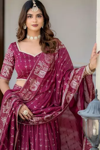 Magenta Designer Party Wear Lehenga Choli with Embroidery