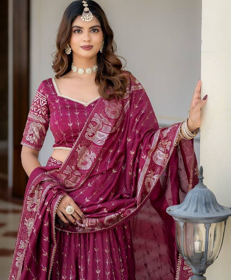 Magenta Designer Party Wear Lehenga Choli with Embroidery
