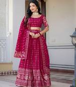 Rani Pink Designer Party Wear Lehenga Choli with Embroidery