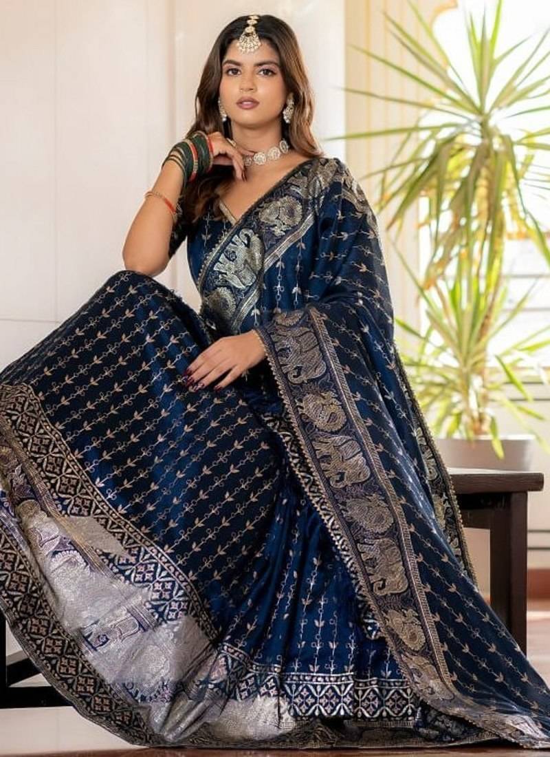 Navy Blue Designer Party Wear Lehenga Choli with Embroidery