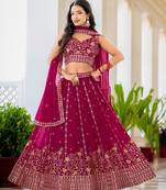 Rani Pink Designer Party Wear Lehenga Choli with Embroidery