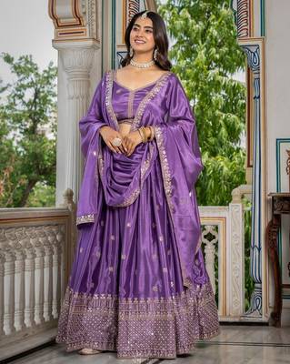 Lavender Designer Party Wear Lehenga Choli with Embroidery 5