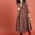 Women rust brown kalamkari hand block printed a-line angrakha kurta with tie-ups