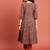 Women rust brown kalamkari hand block printed a-line angrakha kurta with tie-ups