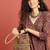 Women rust brown kalamkari hand block printed a-line angrakha kurta with tie-ups