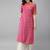 Women pink & mustard yellow printed straight kurta