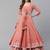 Women peach-coloured gotta patti printed cotton anarkali with long ethnic jacket