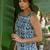 Women navy blue & white printed straight kurta