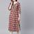 Women burgundy & blue pure cotton printed a-line tunic kurta
