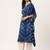 Women navy blue & white hand dyed asymmetric kaftan crepe kurta