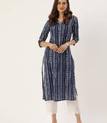 Women blue & white printed republic day republic day kurta
