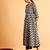 Women black & white chevron printed anarkali kurta