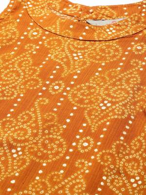 Women yellow bandhani printed kurta 2